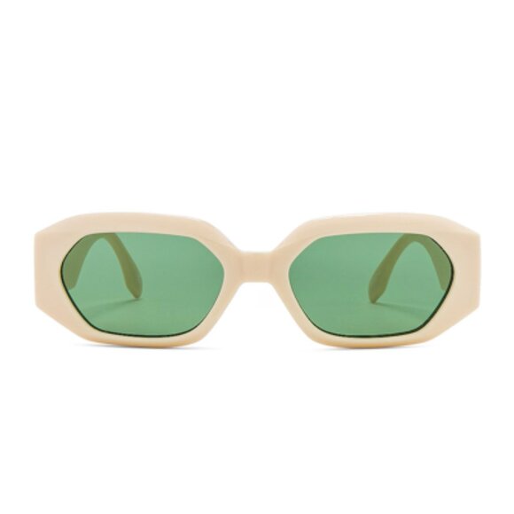 Le Specs | Slaptrash Sunglasses in Ivory & Emerald Mono main image 6